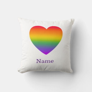 Minimalist Rainbow Line Heart - Cute Colorful Art Cushion