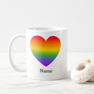 Minimalist Rainbow Line Heart - Cute Colourful Art Coffee Mug