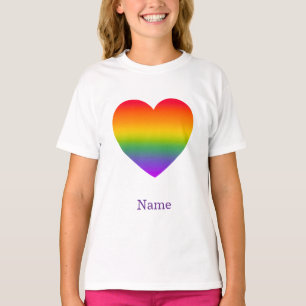 Minimalist Rainbow Line Heart - Cute Colourful Art T-Shirt