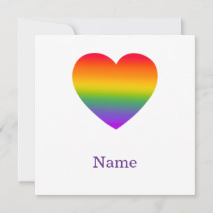 Minimalist Rainbow Line Heart - Cute Colourful Art Thank You Card
