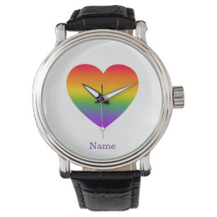 Minimalist Rainbow Line Heart - Cute Colourful Art Watch
