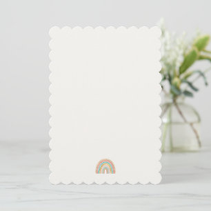 Minimalist Rainbow Scalloped-Edge Stationery   Mod Thank You Card