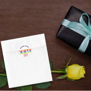 Minimalist rainbow stripe graduation classic round sticker