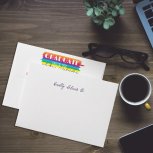 Minimalist rainbow stripe name envelope