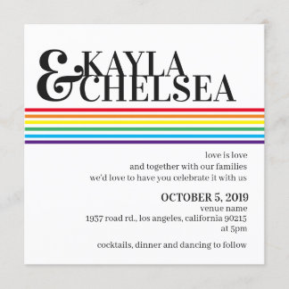 Minimalist Rainbow Wedding Invitation