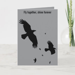 Minimalist Raven or Crow In Flight Silhouette Card