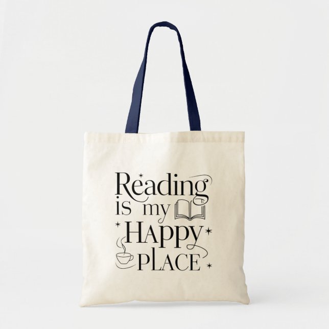 Minimalist Reading Tote - Funny Book Lover Gift Bag (Front)