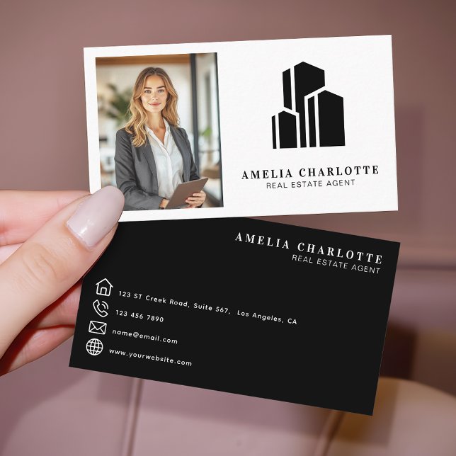 Minimalist Real Estate Agent Photo Modern Business Card (Creator Uploaded)