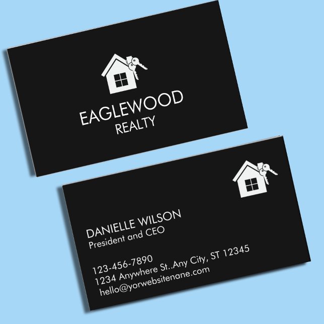Minimalist Real Estate Black White Business Card (Minimalist Real Estate Black White Business Card)