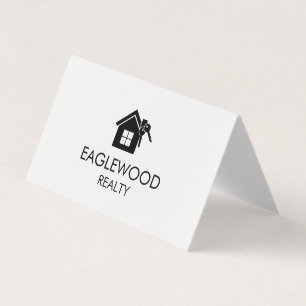 Minimalist Real Estate Black White Folded Business Card