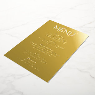 Minimalist Real Gold Foil Elegant Wedding Menu