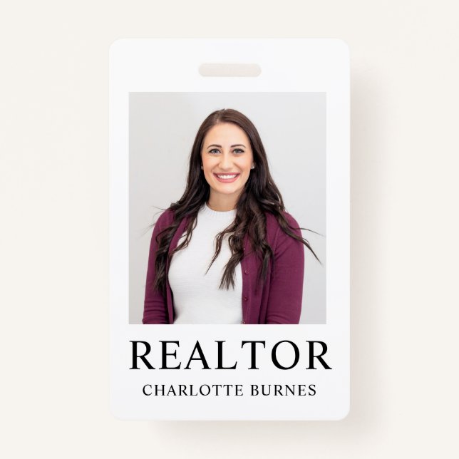 Minimalist Realtor Photo Badge ID Card ID Badge (Front)