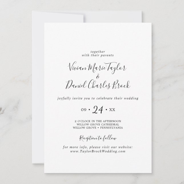 Minimalist Reception Info Wedding Invitation (Front)