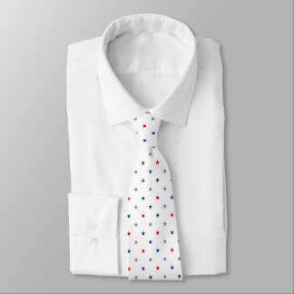 Minimalist Red and Blue Small Stars Pattern Tie
