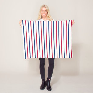 Minimalist Red and Blue Stripes Modern Pattern Fleece Blanket