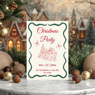 Minimalist Red and Green Christmas Party  Invitation