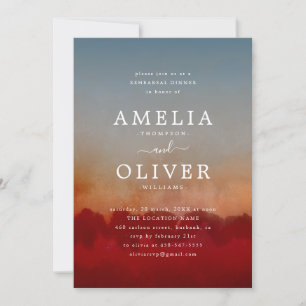 Minimalist  Red and Grey Abstract Rehearsal Dinner Invitation