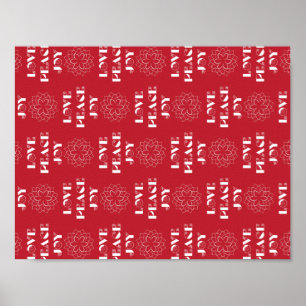 Minimalist Red and White Love, Peace, Joy Poster
