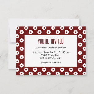 Minimalist Red and White Polka-Dot Baptism Invitation