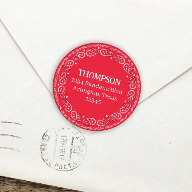 Minimalist Red Bandanna Return Address Label (Creator Uploaded)