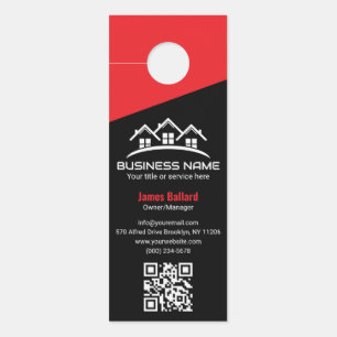 Minimalist Red Black Property Logo Professional Door Hanger