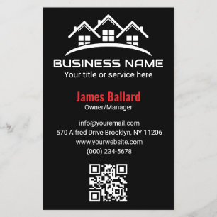 Minimalist Red Black Property Logo Professional Flyer