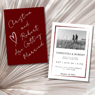 minimalist Red boho classic script wedding Invitat Invitation