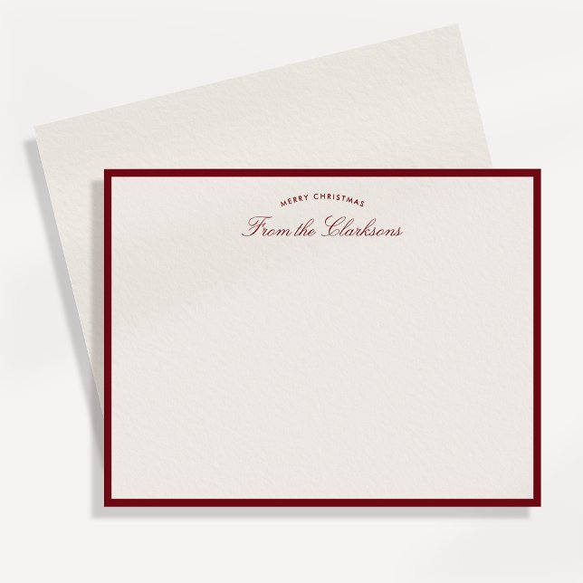 Minimalist Red Border Christmas Note Card (Creator Uploaded)