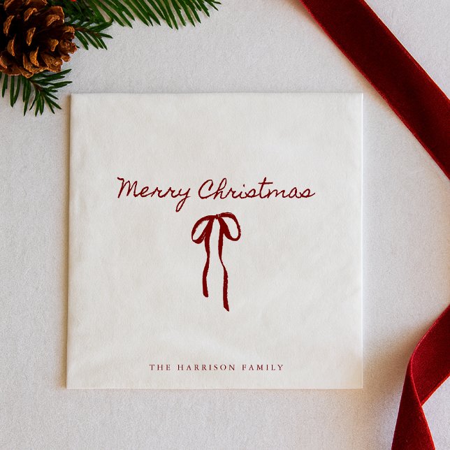 Minimalist Red Bow Festive  Napkin (Creator Uploaded)