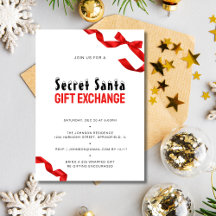 Minimalist Red Bow Secret Santa Gift Exchange