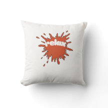 Minimalist Red Brushstroke “Relax” Square Pillow –