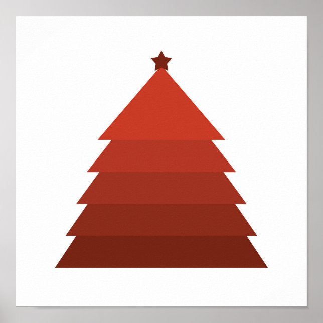 Minimalist Red Christmas Tree Poster (Front)