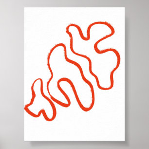 Minimalist Red Curved Shapes Wall Print