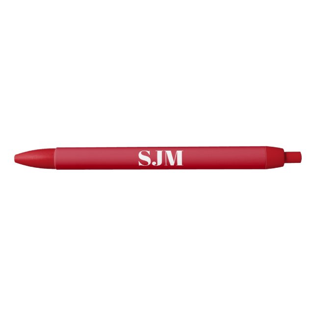 Minimalist red custom monogram initials name black ink pen (Front)
