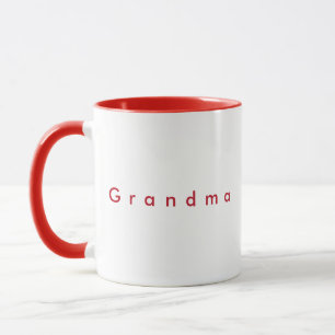 Minimalist Red Custom Text Grandma White Mug
