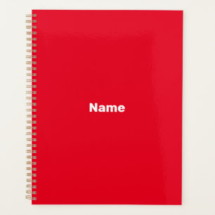 Minimalist red custom year text name monogram planner