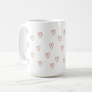 Minimalist Red Doodle Hearts All Over Print Coffee Mug
