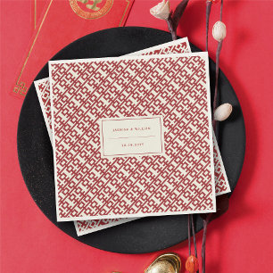 Minimalist Red Double Happiness Chinese Wedding Napkin