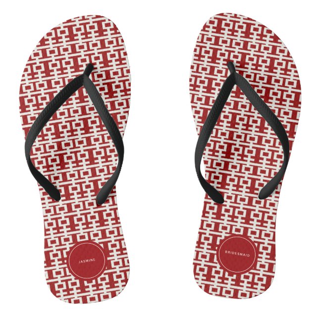 Minimalist Red Double Happiness Chinese Wedding Thongs (Footbed)