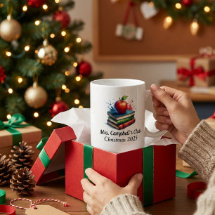 Minimalist Red Educator/Teacher Books Personalise Coffee Mug