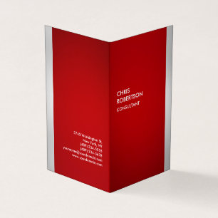 Minimalist Red Grey Vertical Modern Business Card