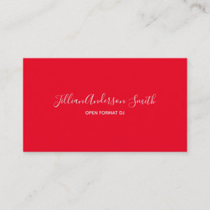 Minimalist Red Handwritten DJ Business Card