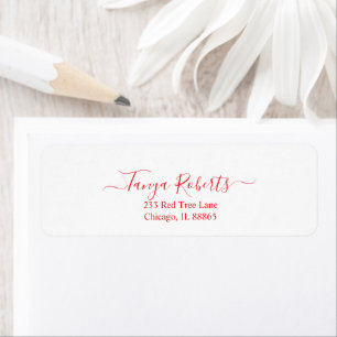 Minimalist Red Happy Holidays Elegant Typography Return Address Label