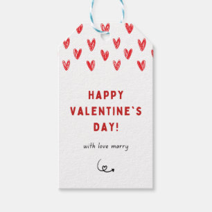 minimalist Red Happy Valentine's Day with Hearts Gift Tags