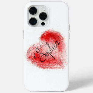 Minimalist Red Heart Graphic iPhone 15 Pro Max Cas Case