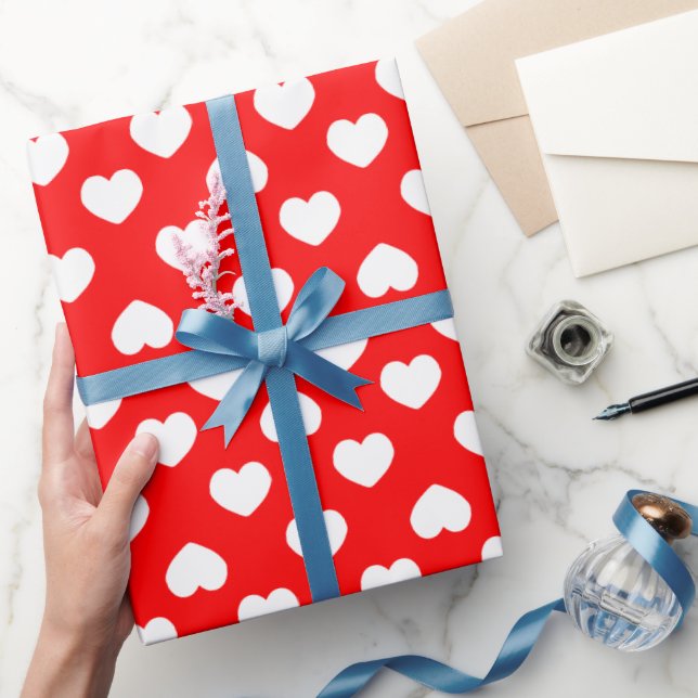 Minimalist Red Hearts  Wrapping Paper (Gifting)