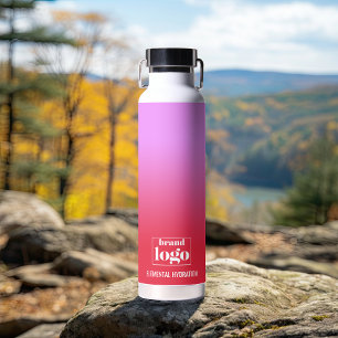Minimalist Red Lilac Gradient Elemental Logo Water Bottle