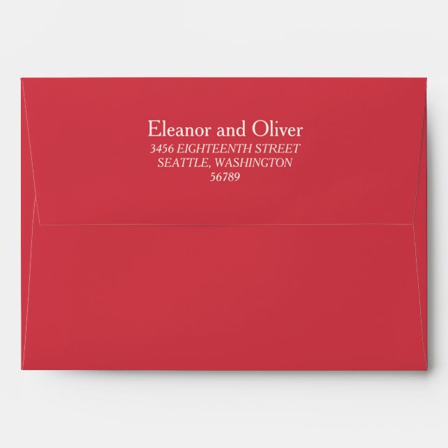 Minimalist Red Matching Wedding Return Address Envelope (Back (Top Flap))