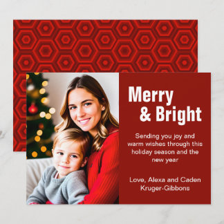 Minimalist Red "Merry & Bright" Photo Holiday Card