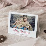 Minimalist Red Merry Christmas Landscape Photo Holiday Card<br><div class="desc">This minimalist red Merry Christmas landscape photo holiday card is the perfect simple holiday greeting. The design features classic red and white typography paired with a rustic yet elegant script font with hand lettered style. Add your family picture and personalise the card with your family name, year, inside greeting, and...</div>
